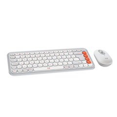Logitech POP ICON Combo Bluetooth Keyboard and Mouse Set with Custom Emoji Keys, Compact Design, Multi-Device Connectivity, Quiet Typing & Clicking, Off-White