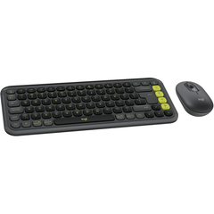 Logitech POP ICON Combo, Bluetooth Keyboard and Mouse Combo, Comfortable Typing, programmable Keys and Buttons, Quiet clicks, Easy-Switch up to 3 Devices - Graphite and Lime