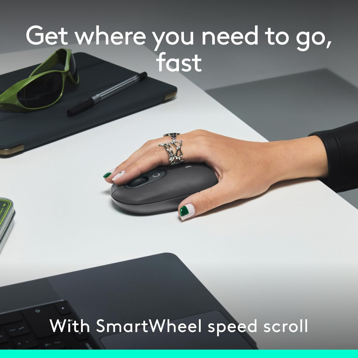 Logitech POP ICON Combo, Bluetooth Keyboard and Mouse Combo, Comfortable Typing, programmable Keys and Buttons, Quiet clicks, Easy-Switch up to 3 Devices - Graphite and Lime thumbnail