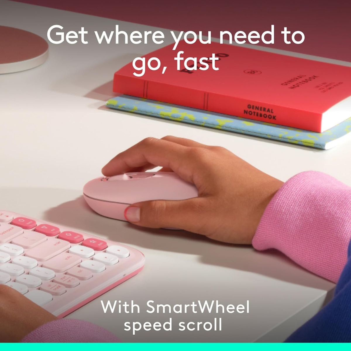 Logitech POP Mouse, Compact and Portable Wireless Bluetooth Mouse with Programmable Buttons and Quiet Clicks, Easy-Switch Between up to 3 Devices, Laptop, Tablet, PC - Rose thumbnail