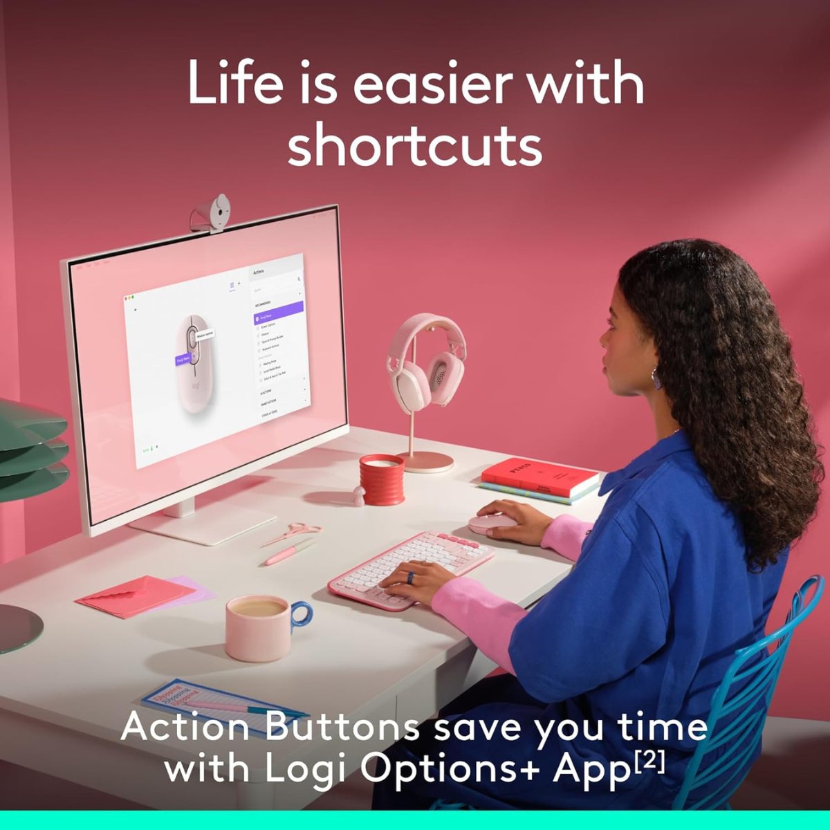 Logitech POP Mouse, Compact and Portable Wireless Bluetooth Mouse with Programmable Buttons and Quiet Clicks, Easy-Switch Between up to 3 Devices, Laptop, Tablet, PC - Rose thumbnail