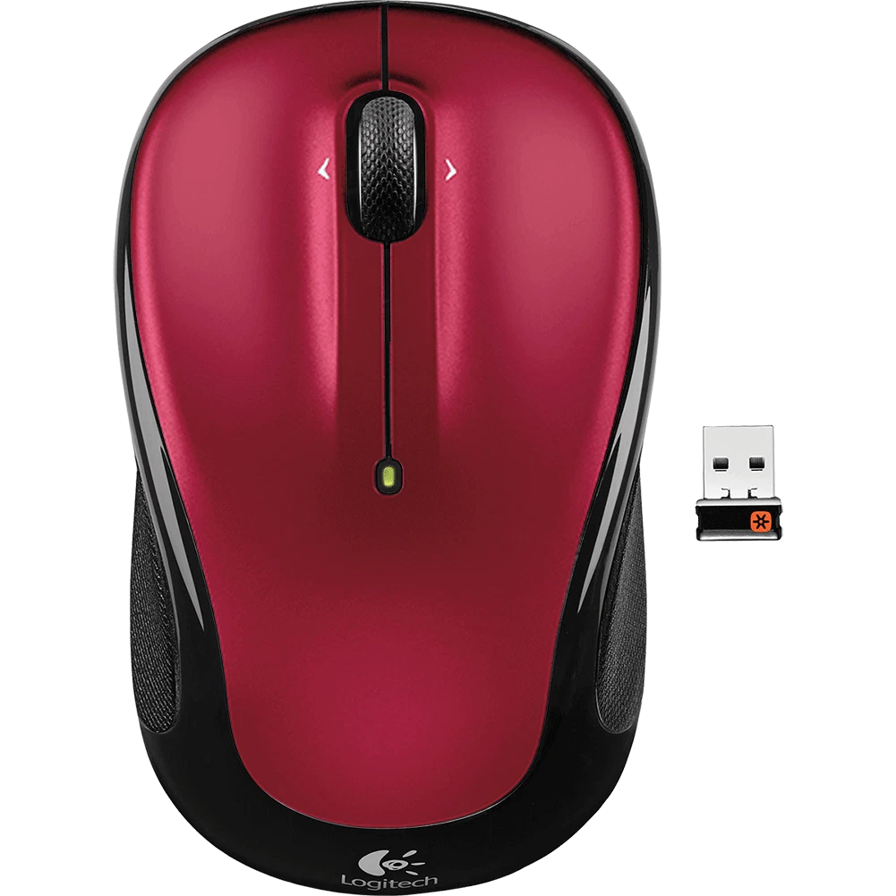 Logitech M325S Wireless Optical Mouse with Smooth Scrolling, Compact Ergonomic Design, Long-Lasting Battery Life, and 2.4GHz USB Nano Receiver – Red