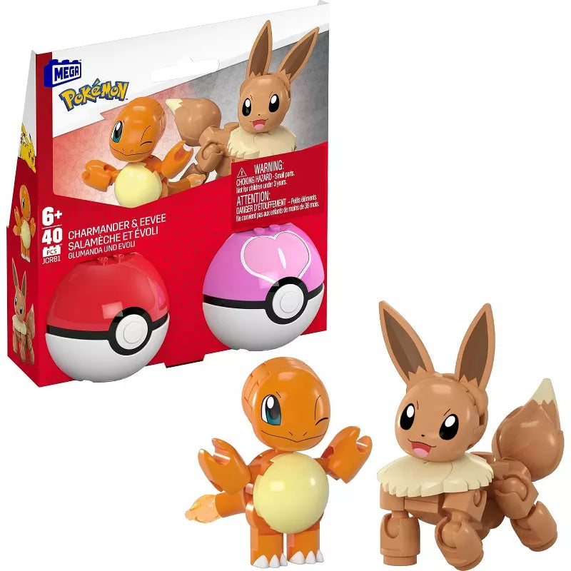 MEGA Pokémon Building Toys Set, Poké Ball 2-Pack, Charmander & Eevee 40 Pieces thumbnail