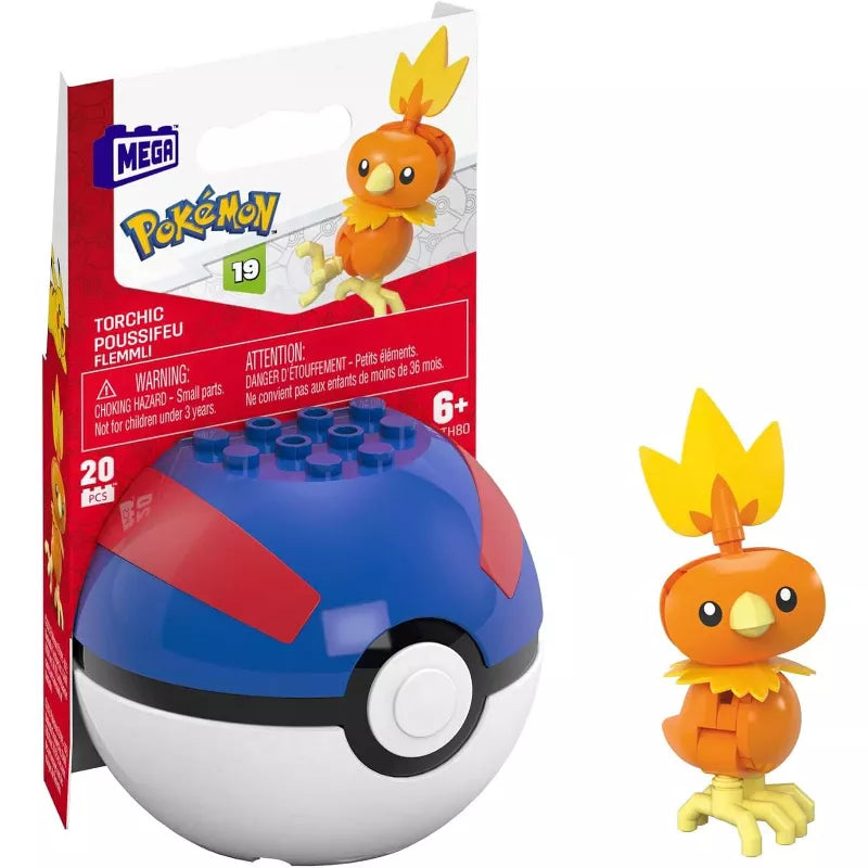 MEGA Pokémon Poké Ball Torchic, Treecko, Mudkip, Vulpix, Meowth,or Rattata Toy Figure Choose One Pokémon Collector Gift thumbnail