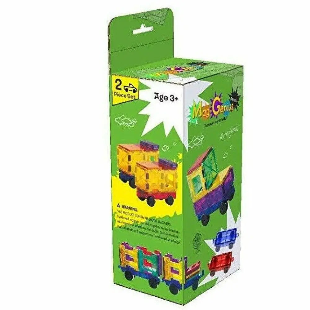 Magnet Tiles Mag Genius Building Tiles Multi-color Car Train Set 2 thumbnail