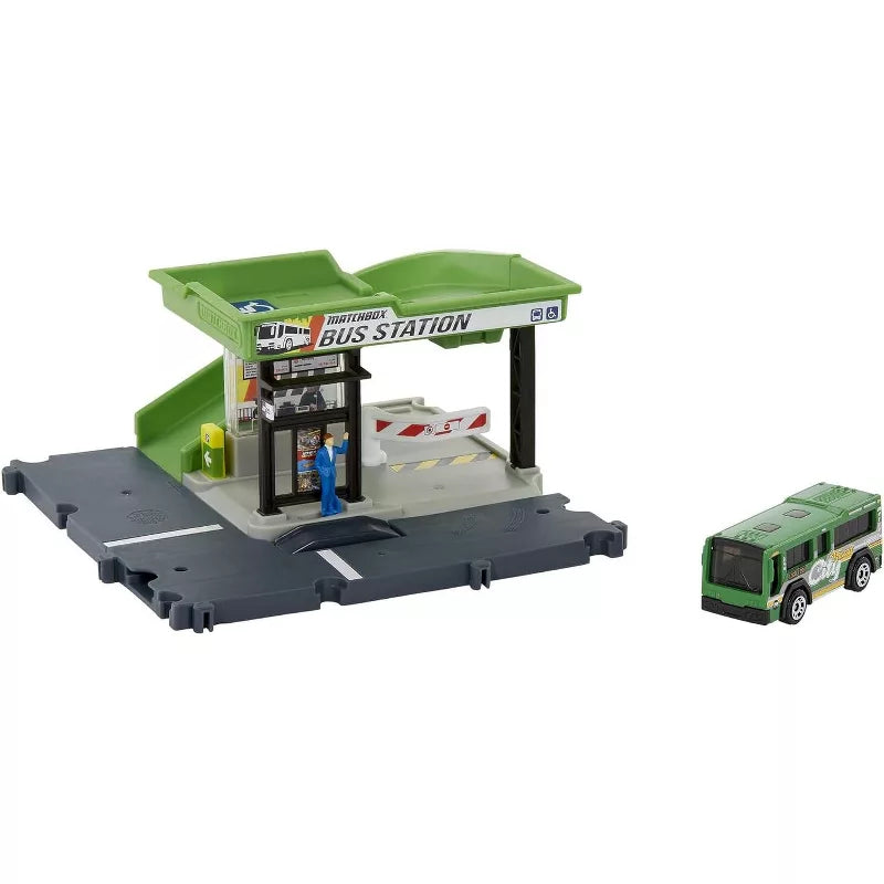 Matchbox Action Drivers Bus Station w/ MBX City Bus 1:64 Scale Playset