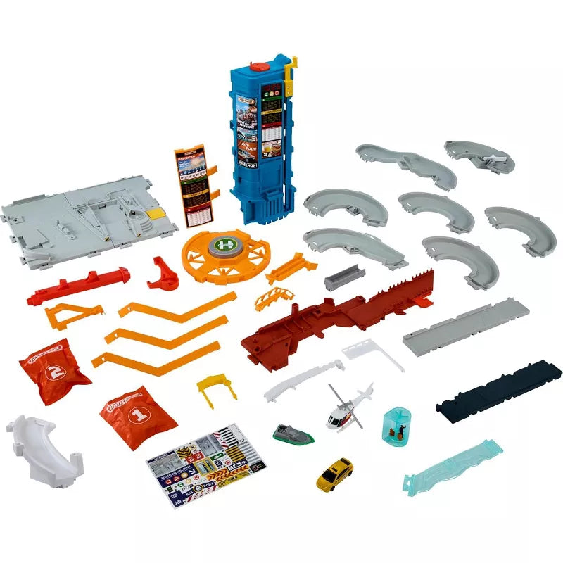 Matchbox Action Drivers Transportation Center with a 1:64 Scale Taxi, Boat & Helicopter Plus a Food Vendor Accessory thumbnail