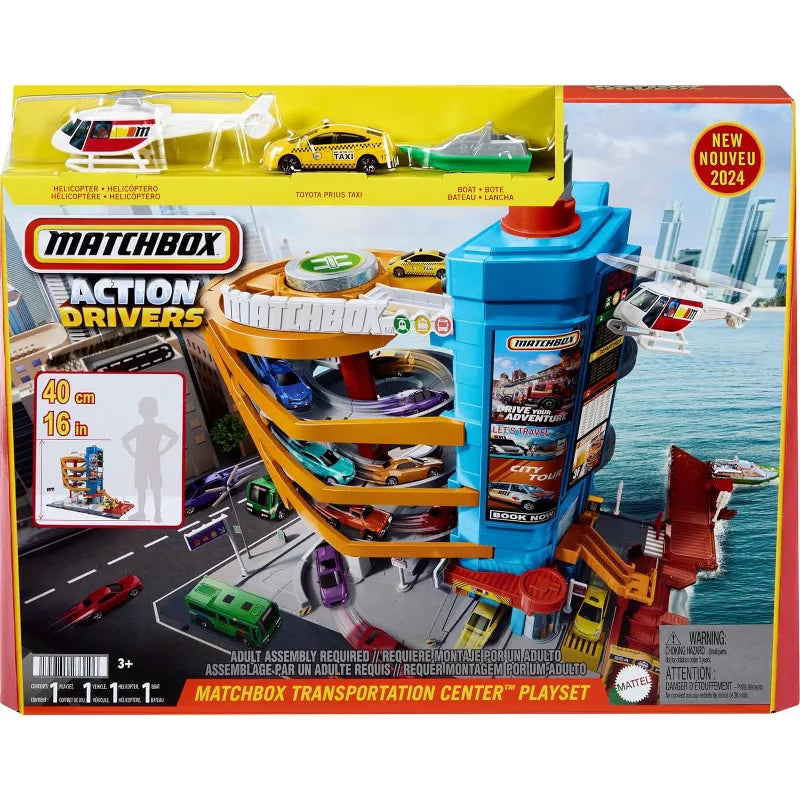 Matchbox Action Drivers Transportation Center with a 1:64 Scale Taxi, Boat & Helicopter Plus a Food Vendor Accessory thumbnail