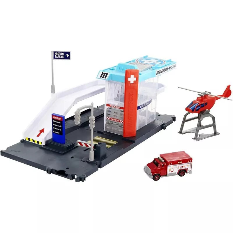 Matchbox Cars Playset, Action Drivers Helicopter Rescue with 1:64 Scale Toy Ambulance & Helicopter thumbnail