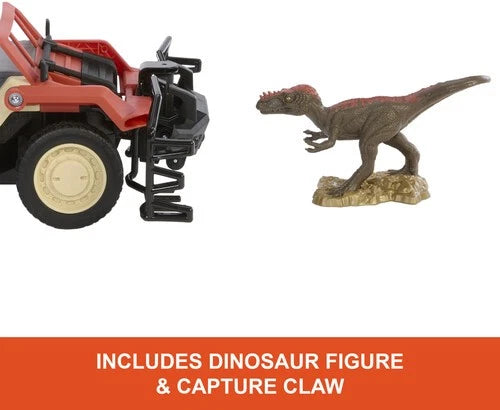 Matchbox RC Jurassic World Dino Catcher Truck with Remote Control, Dinosaur Figure, Interactive Chase Features, and Adventure Playset for Kids thumbnail