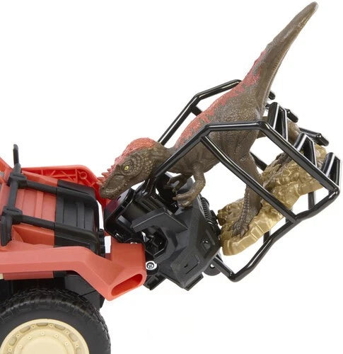 Matchbox RC Jurassic World Dino Catcher Truck with Remote Control, Dinosaur Figure, Interactive Chase Features, and Adventure Playset for Kids thumbnail