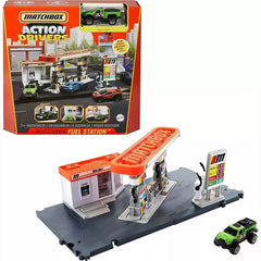 Matchbox Toy Cars Playset, Action Drivers Fuel Station & 1:64 Scale Toy Truck, Moveable Gas Hoses & Car-Activated Features