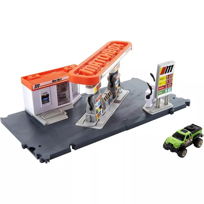 Matchbox Toy Cars Playset, Action Drivers Fuel Station & 1:64 Scale Toy Truck, Moveable Gas Hoses & Car-Activated Features thumbnail