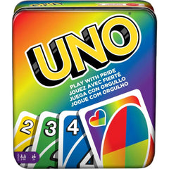 Mattel Games UNO Play with Pride Card Game in Collectible Tin Box,