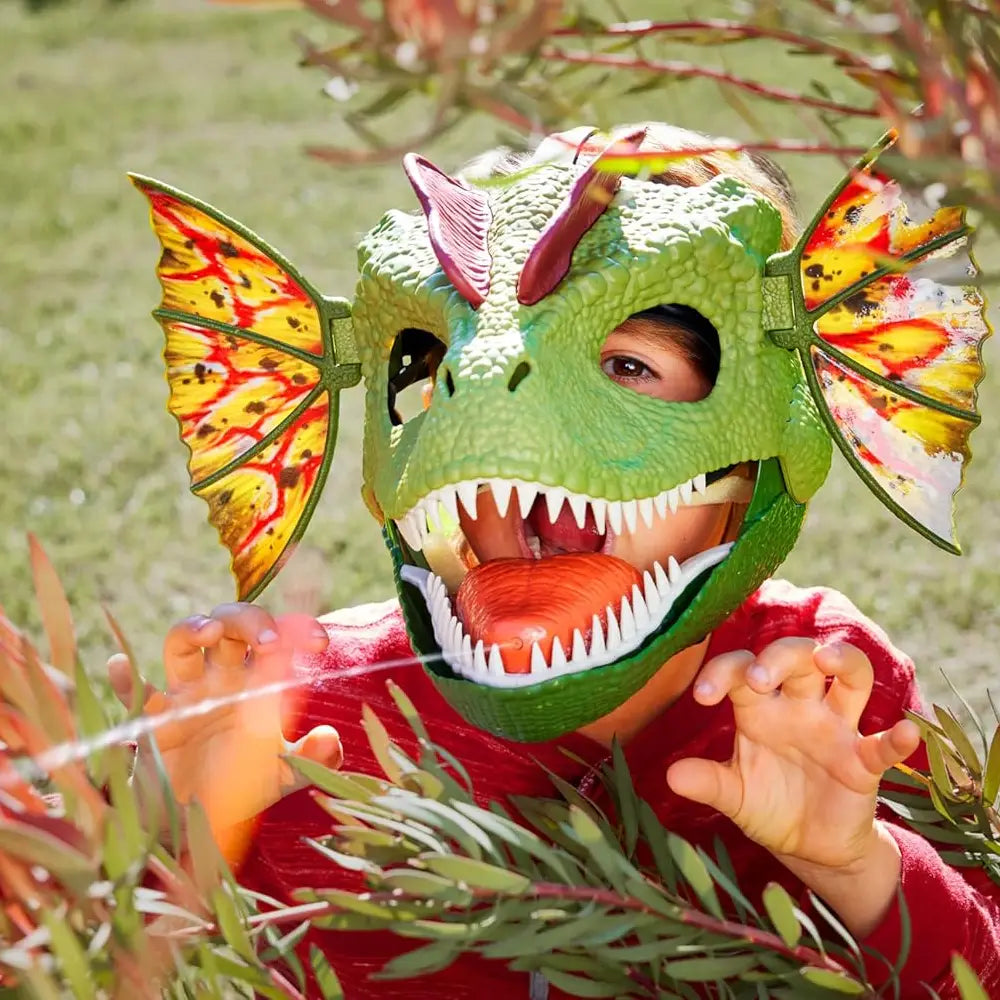 Mattel Jurassic World Role-Play Mask, Dilophosaurus with Venom Launching Water Feature thumbnail