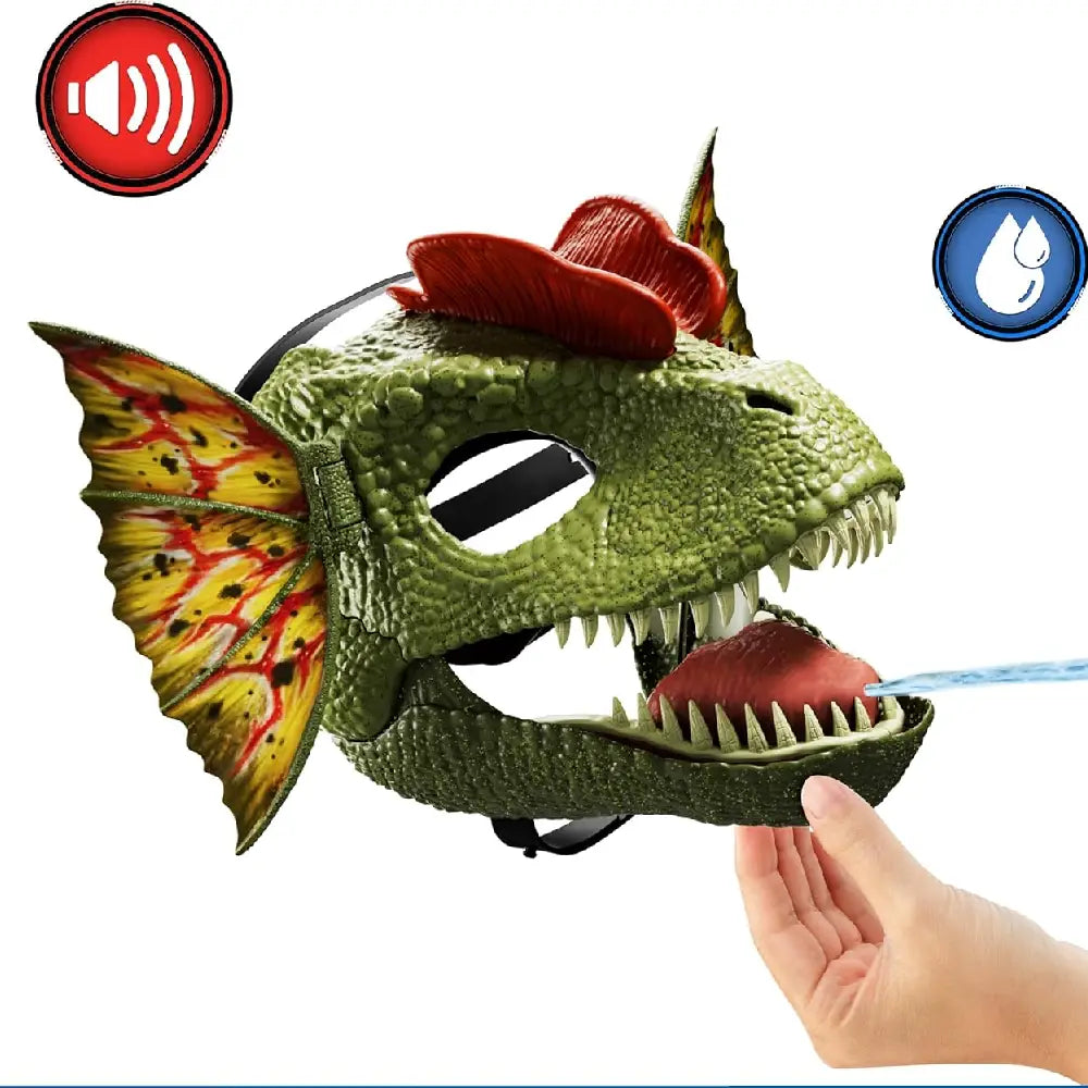 Mattel Jurassic World Role-Play Mask, Dilophosaurus with Venom Launching Water Feature thumbnail