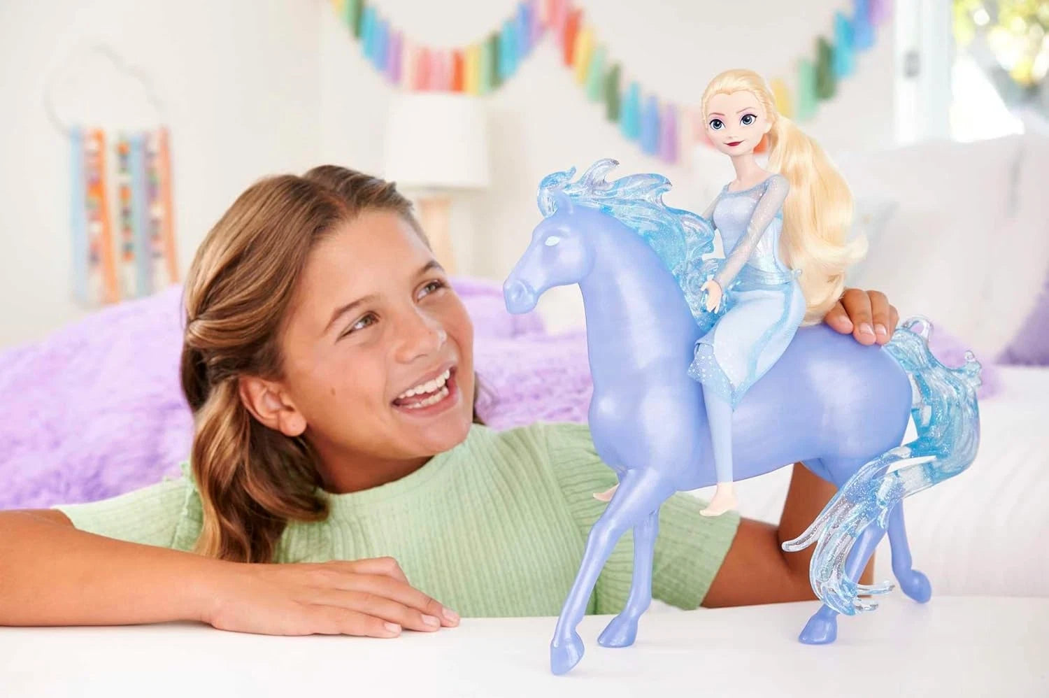 Mattel Disney Frozen Elsa Fashion Doll with Horse-Shaped Water Nokk Playset, Accessories & Interactive Water Doll for Imaginative Play thumbnail