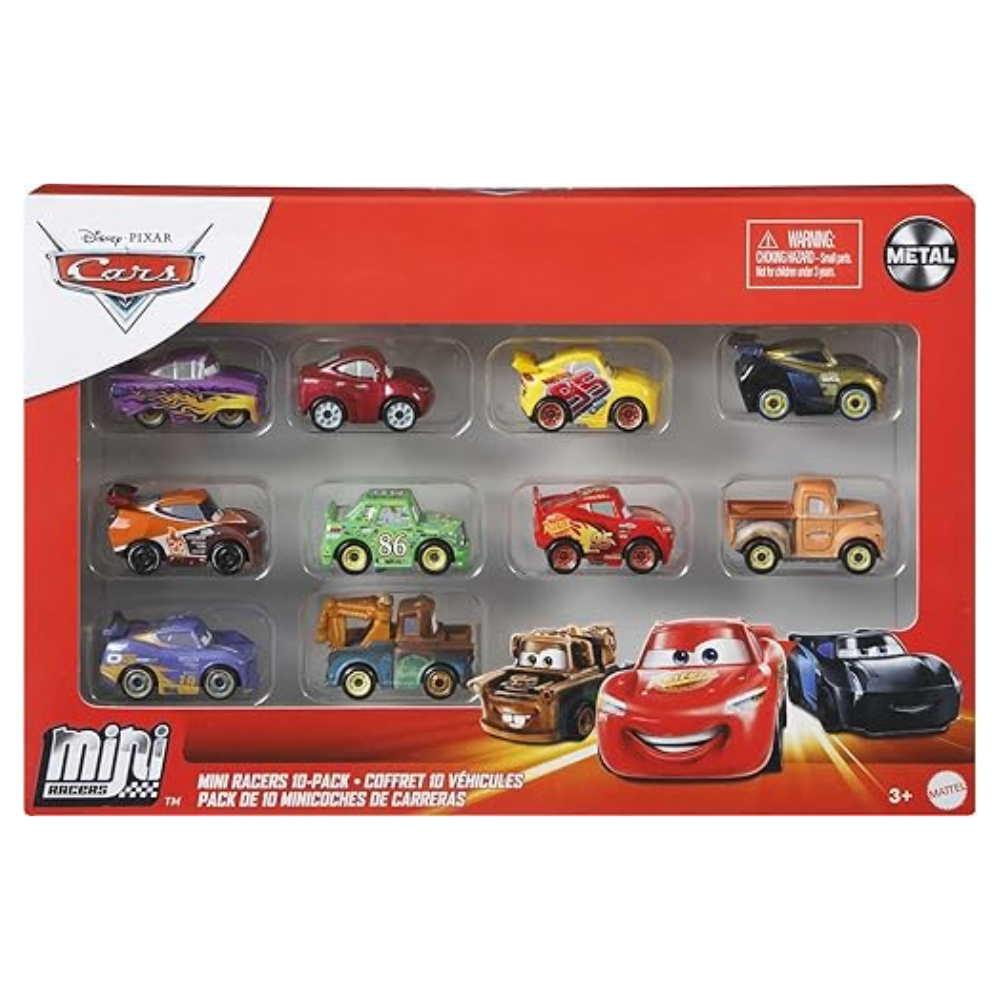 Mattel Disney Pixar Cars Mini Racers 10 Pack of Collectible Toy Vehicles. This limited-edition 10-pack features rare mini racers from Disney Pixar's Cars, making it the perfect addition for both collectors and fans. GKG08 thumbnail