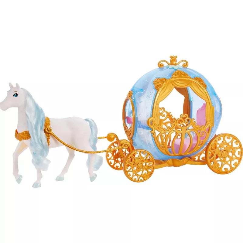 Mattel Disney Princess Cinderella’s Rolling Carriage with Gold Details & White Horse with Brushable Mane & Tail, Inspired by Disney Movie thumbnail