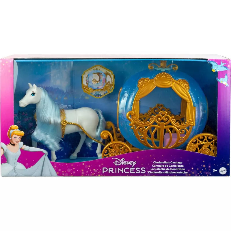 Mattel Disney Princess Cinderella’s Rolling Carriage with Gold Details & White Horse with Brushable Mane & Tail, Inspired by Disney Movie thumbnail