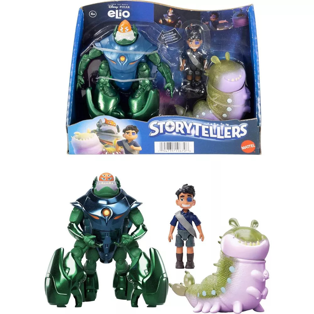 Mattel Disney Pixar Elio Storyteller Action Figure 3-Pack – Elio, Ambassador Grigon & Glordon Character Set for Imaginative Play thumbnail