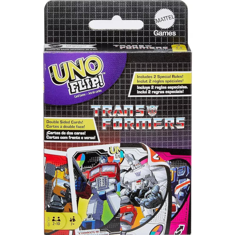 Mattel Games UNO Flip Transformers Card Game for Family Game Night 2 - 10 Players