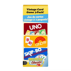 Mattel Games Vintage Card Game Set with UNO, O'NO 99 & SKIP-BO