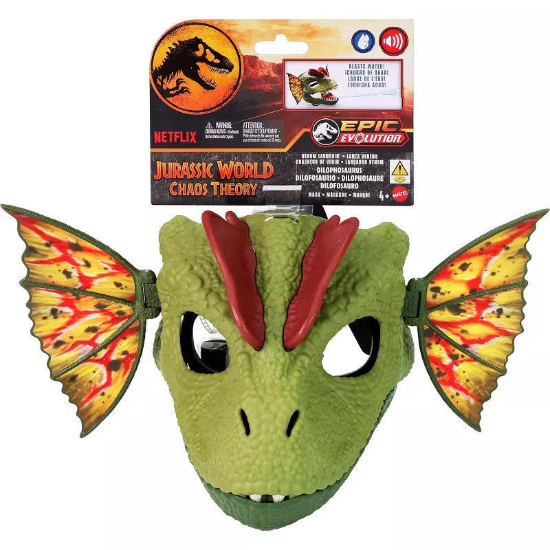 Mattel Jurassic World Role-Play Mask, Dilophosaurus with Venom Launching Water Feature thumbnail