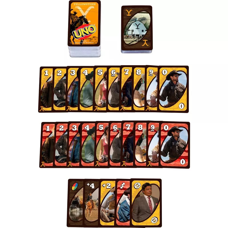 Mattel Games UNO Yellowstone Card Game for Kids, Adults, Families & Parties with Deck & Special Rule Inspired by The TV Show thumbnail