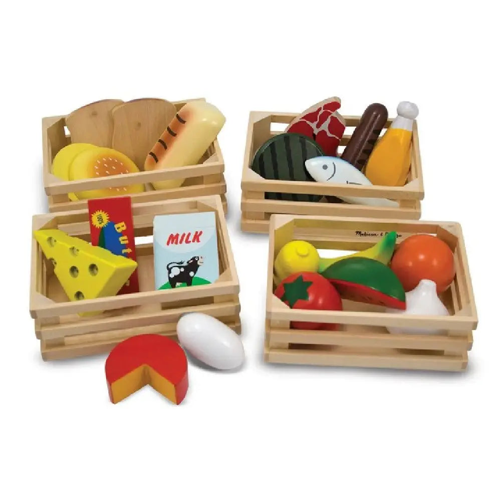 Melissa & Doug Food Groups - 21 Hand-Painted Wooden Pieces and 4 Crates thumbnail