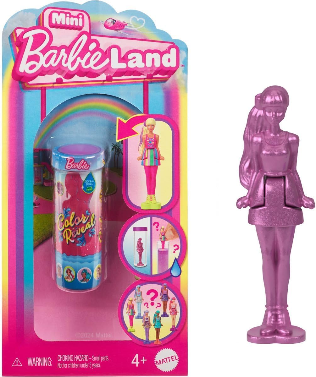Mini Barbie Land Color Reveal Mystery Doll 10-Pack – Surprise Collectible Dolls with Water-Reveal Feature, Accessories & Play Pieces for Kids thumbnail