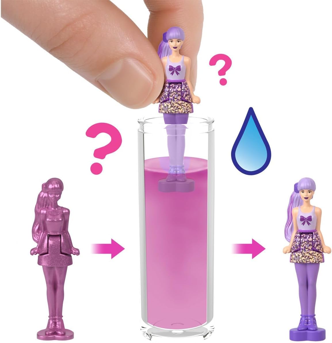 Mini Barbie Land Color Reveal Mystery Doll 10-Pack – Surprise Collectible Dolls with Water-Reveal Feature, Accessories & Play Pieces for Kids thumbnail