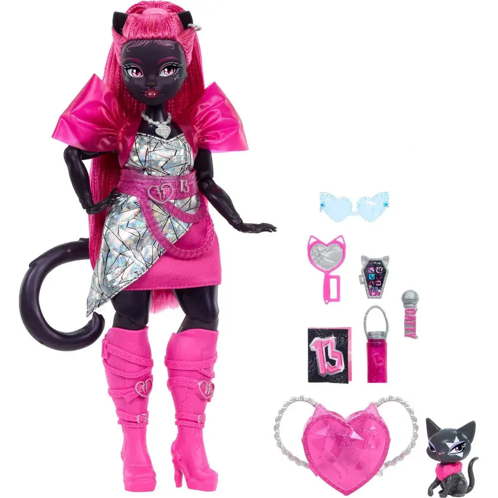Monster High Catty Noir Werecat with Pet Cat Amulette HXH76 thumbnail