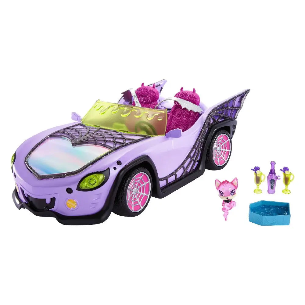 Monster High Toy Car Ghoul Mobile with Pet and Cooler HHK63