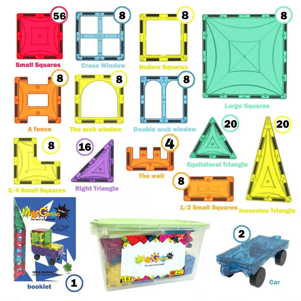 NEW 2020 Mag-Genius Magnetic Block Set 182 PCS