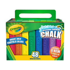 New Crayola Washable Sidewalk Chalk 48 Different Bright Bold Colors Unleash your creativity with Crayola sidewalk chalk—bold, colorful designs that rinse away easily without a trace. 51-2048