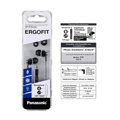 PANASONIC ErgoFit Earbud Headphones with Microphone RP-TCM125-K BLACK