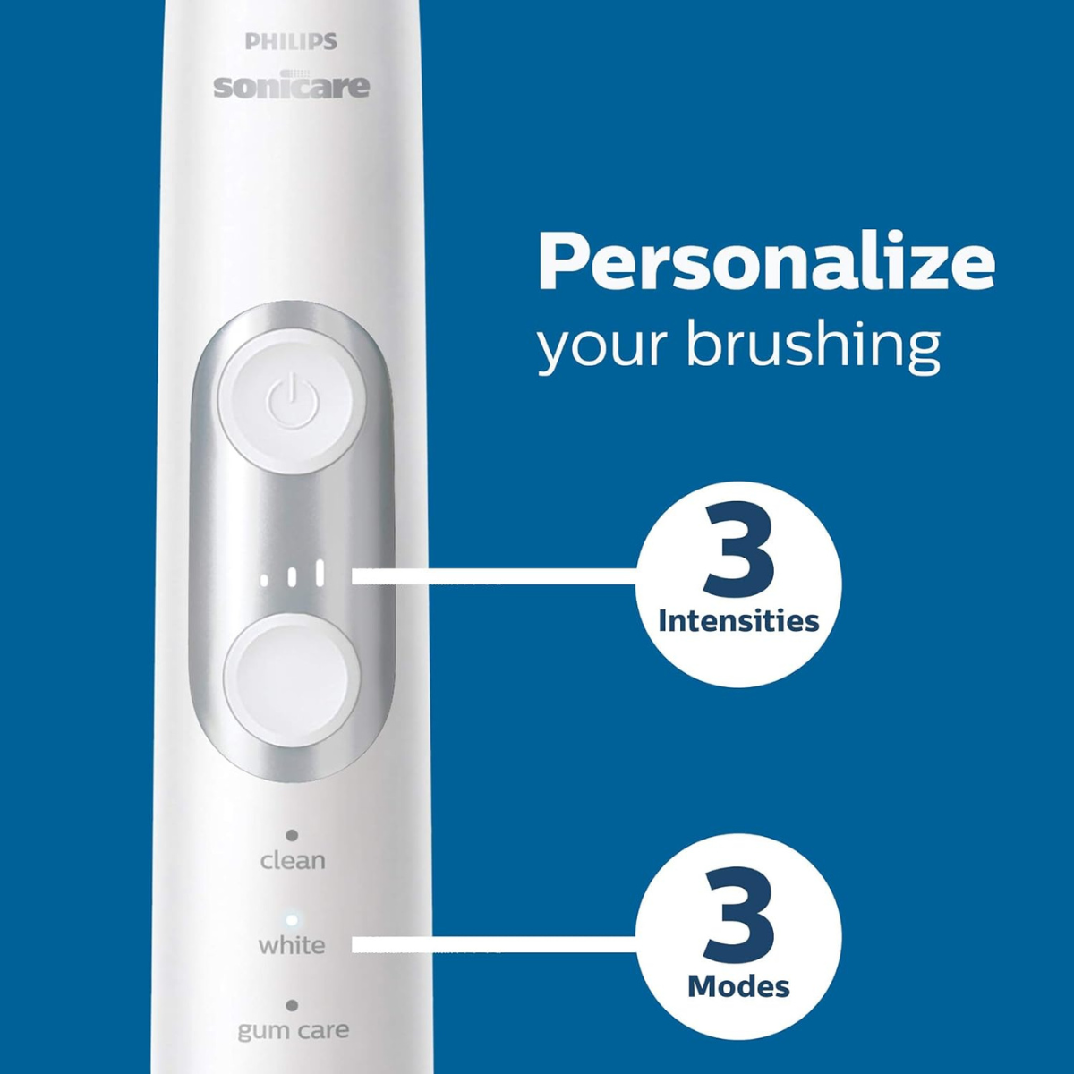 PHILIPS Sonicare ProtectiveClean 6100 Rechargeable Electric Toothbrush with Pressure Sensor, 3 Cleaning Modes, SmarTimer, QuadPacer, 14-Day Battery Life, Travel Case, White thumbnail