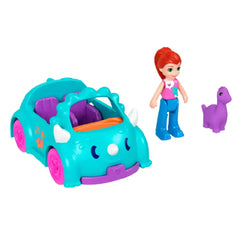 POLLY POCKET Doll & Vehicle and Pet Dino