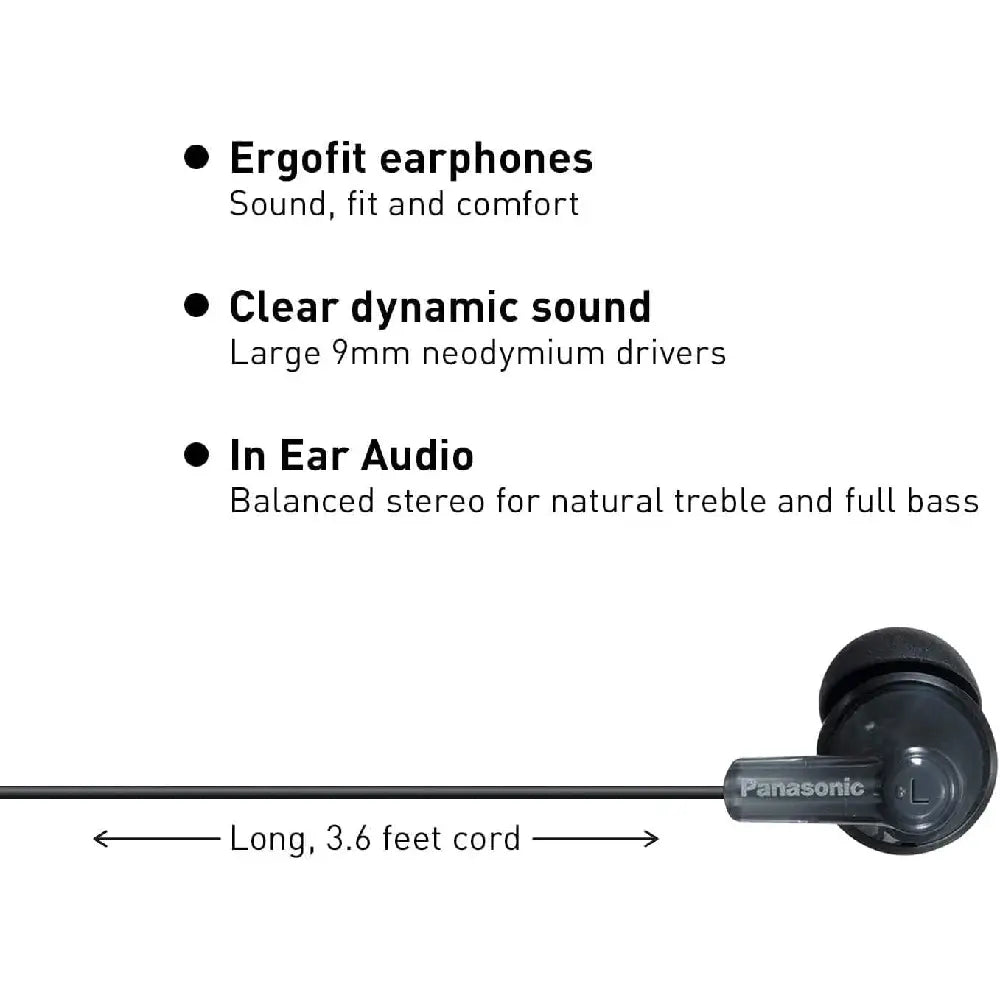 Panasonic In-Ear Earbud Headphones BLACK RP-HJE120 thumbnail
