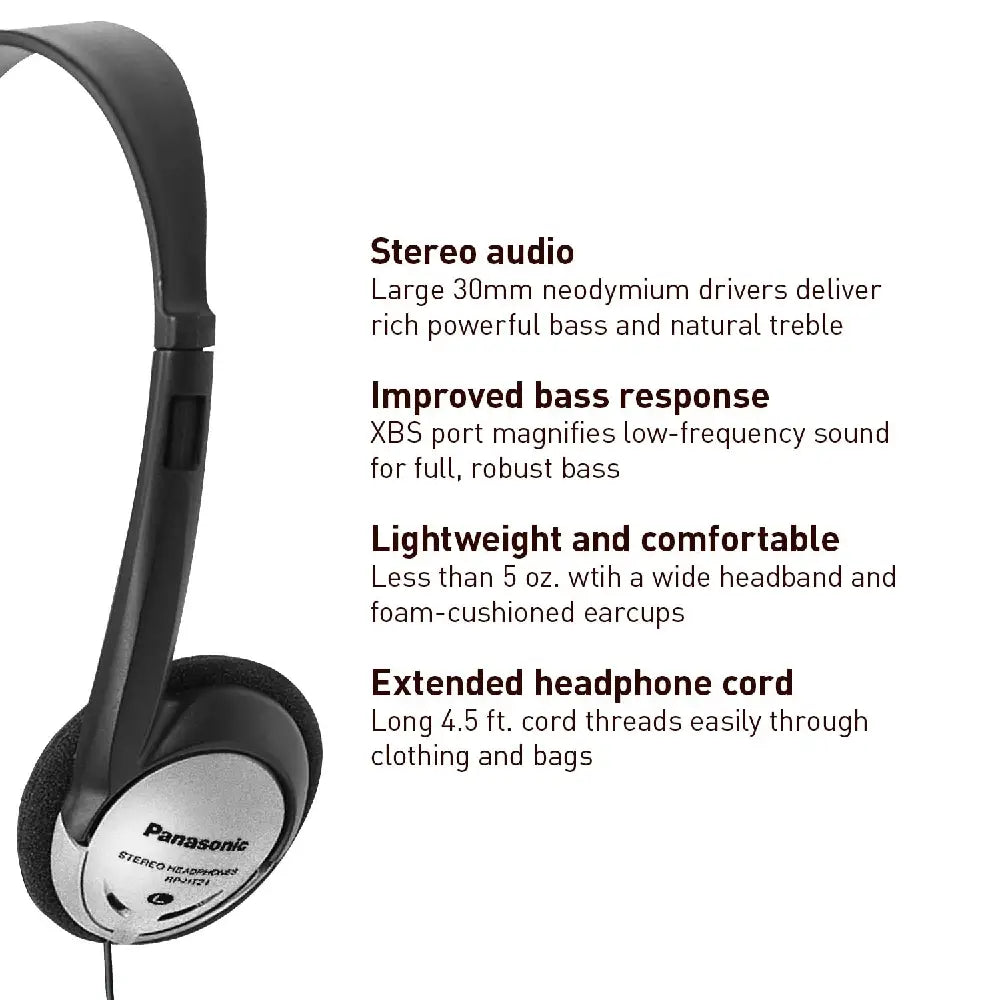 Panasonic RP-HT21 Lightweight Headphone, Wired 5 PACK thumbnail