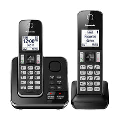 Panasonic kxtgd392b dect 6.0 expandable digital cordless answering system 2-handset, 2.4