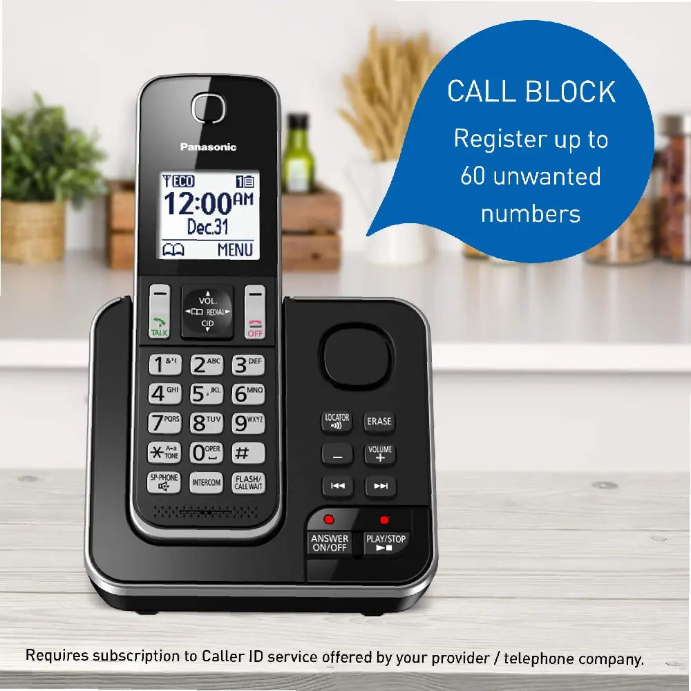 Panasonic kxtgd392b dect 6.0 expandable digital cordless answering system 2-handset, 2.4 thumbnail