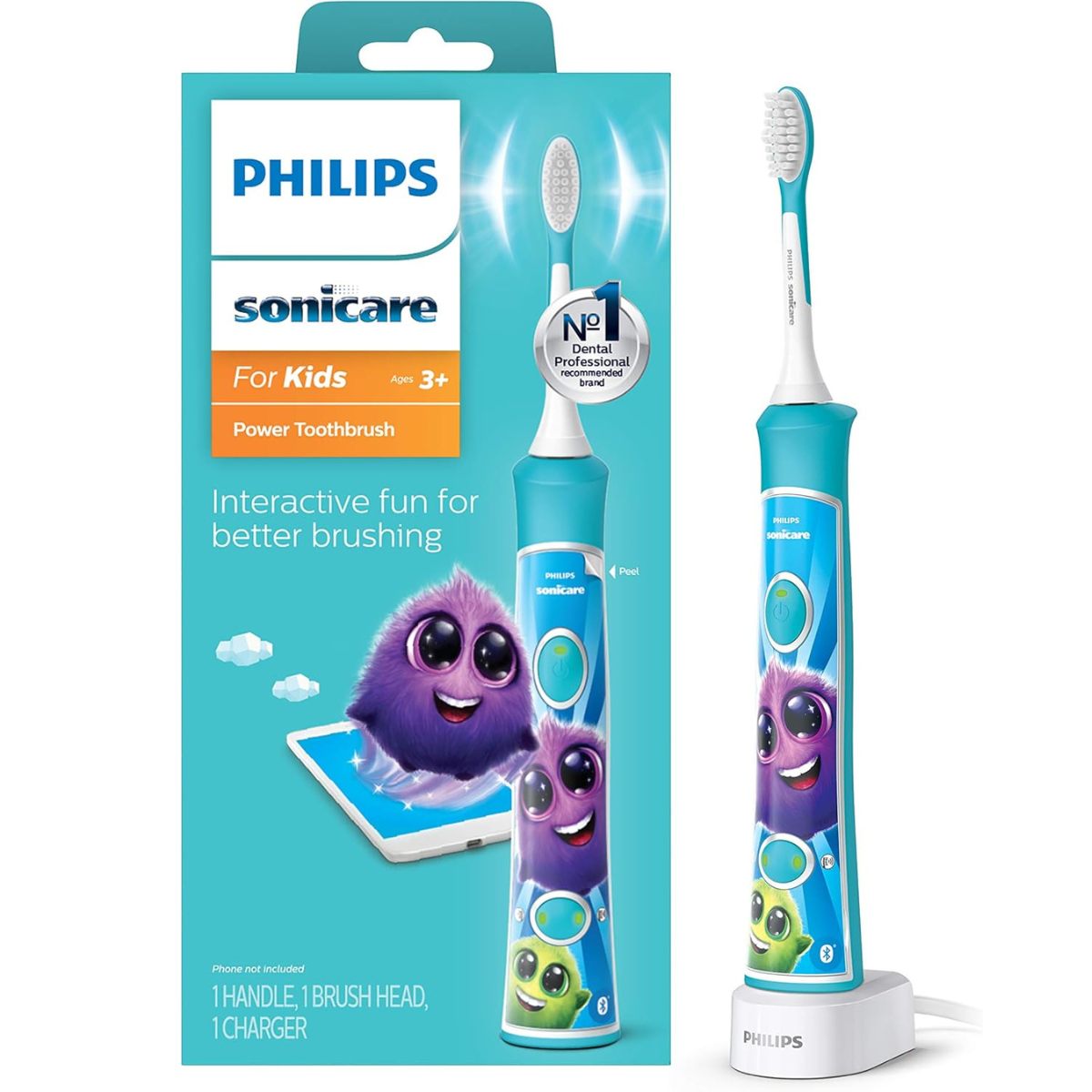 Philips Sonicare for Kids 3+ Bluetooth Connected Rechargeable Electric Power Toothbrush, Interactive Brushing App, Gentle Sonic Cleaning, Pink thumbnail
