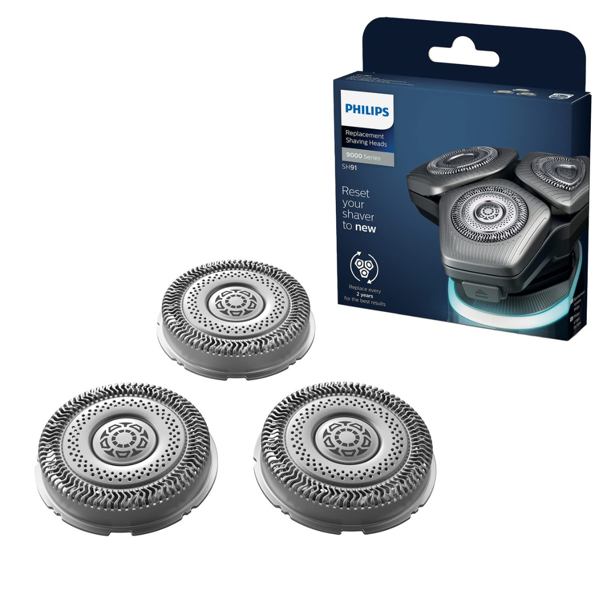 Philips Shaver Series 9000 SH91/51 Replacement Shaving Heads – Dual SteelPrecision Blade System for Smooth Precision Shave