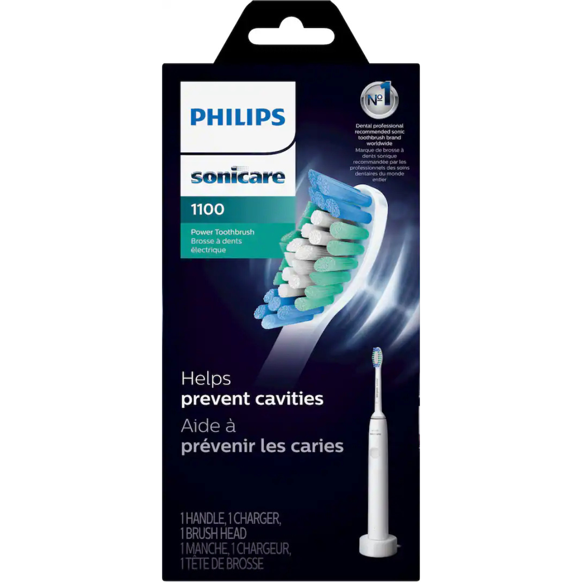 PHILIPS Sonicare 1100 Power Toothbrush, Rechargeable Electric Toothbrush in White Grey with Long-Lasting Battery and Gentle, Effective Plaque Removal thumbnail