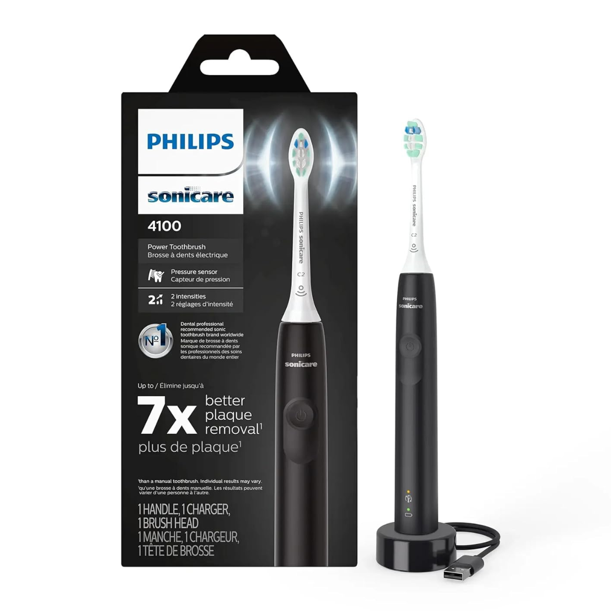 Philips Sonicare 4100 Power Toothbrush, Rechargeable Electric Toothbrush with Pressure Sensor in White, Advanced Plaque Removal and Gentle Cleaning thumbnail