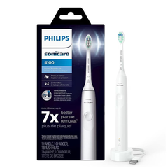 Philips Sonicare 4100 Power Toothbrush, Rechargeable Electric Toothbrush with Pressure Sensor in White, Advanced Plaque Removal and Gentle Cleaning