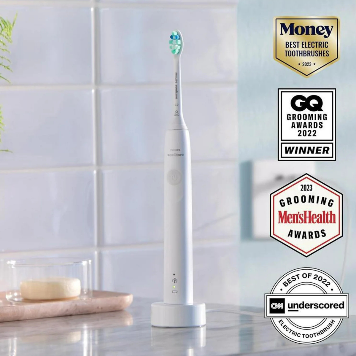 Philips Sonicare 4100 Power Toothbrush, Rechargeable Electric Toothbrush with Pressure Sensor in White, Advanced Plaque Removal and Gentle Cleaning thumbnail
