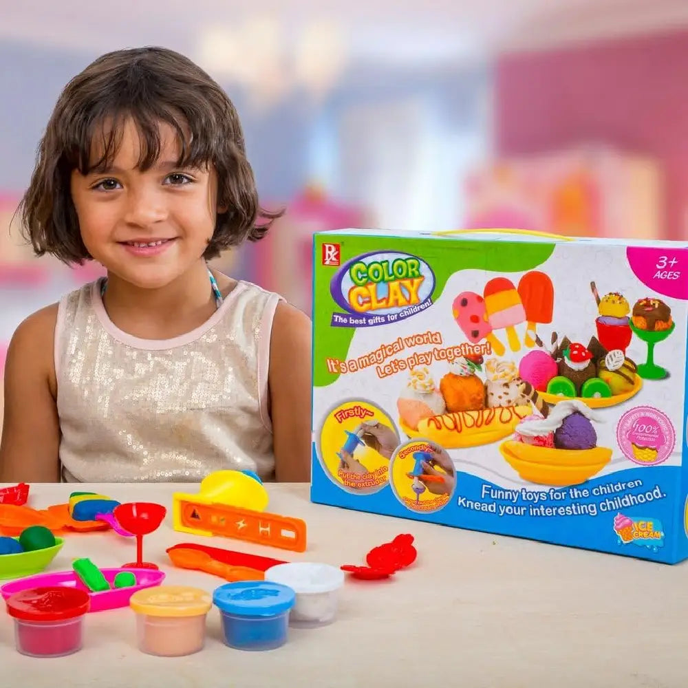 Play Baby Toys DIY Super Soft Clay Collection, Fast Food Series - Ice Cream Set - Create Yummy Frozen Treats thumbnail